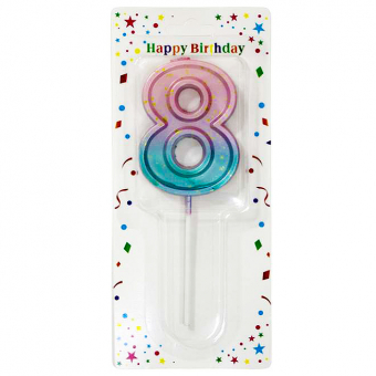 Купить Свеча-цифра в торт «8» с градиентом и золотой поталью 7 см оптом